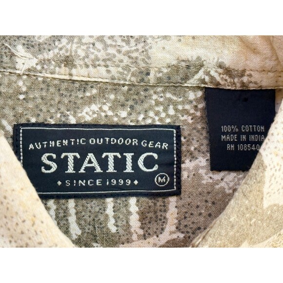 STATIC Outdoor Gear Short Sleeve Button Down Hawaiian Shirt Brown Medium - Picture 4 of 5